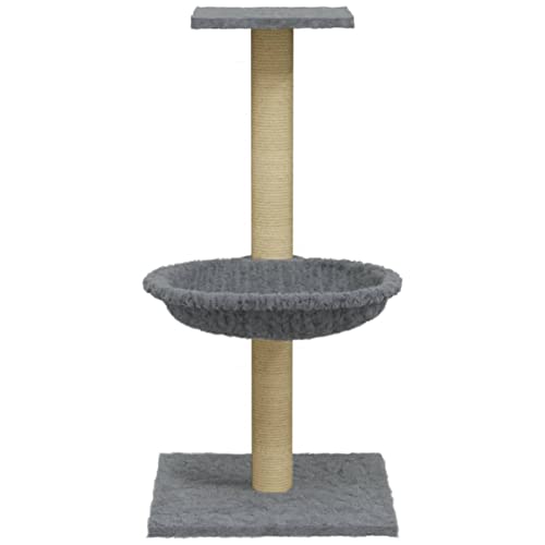 Tidyard Kratzbaum mit Sisal-Kratzsäulen Katzenkratzbaum Katzenbaum Aktivitätskratzbäum Kletterturm Kletterbaum Katze Katzen-Spielplatz Kratzstamm Kratzbäumen 35 x 35 x 74 cm (L x B x H) Hellgrau von Tidyard