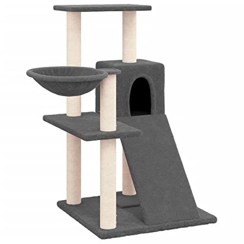 Tidyard Kratzbaum mit Sisal-Kratzsäulen Katzenkratzbaum Katzenbaum Aktivitätskratzbäum Kletterturm Kletterbaum Katze Katzen-Spielplatz Kratzstamm Kratzbäumen 73 x 49 x 82 cm (L x B x H) Dunkelgrau von Tidyard