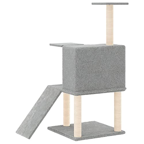 Tidyard Kratzbaum mit Sisal-Kratzsäulen Katzenkratzbaum Katzenbaum Aktivitätskratzbäum Kletterturm Kletterbaum Katze Katzen-Spielplatz Kratzstamm Kratzbäumen 78 x 47 x 109 cm (L x B x H) Hellgrau von Tidyard