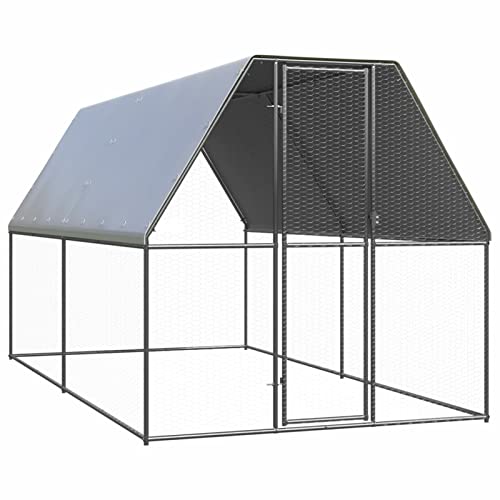 Tidyard Outdoor Hühnerkäfig Hühnerstall Hühnerhaus Geflügelstall Freilaufgehege Hühnervoliere Kaninchenstall Freilauf 2x4x2 m Verzinkter Stahl von Tidyard