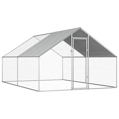 Tidyard Outdoor Hühnerkäfig Hühnerstall Hühnerhaus Verzinkter Stahlrahmen mit PE Dach Geflügelstall 2,75x4x2 m von Tidyard