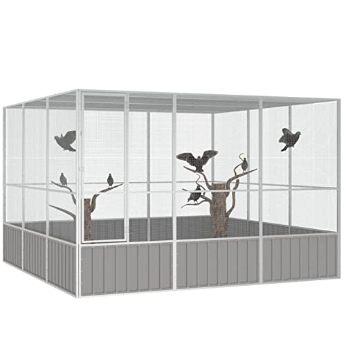 Tidyard Vogelkäfig Käfig Vogelvoliere Voliere Vogelhaus Vogel Verzinkter Stahl Grau 302,5x324,5x211,5 cm von Tidyard