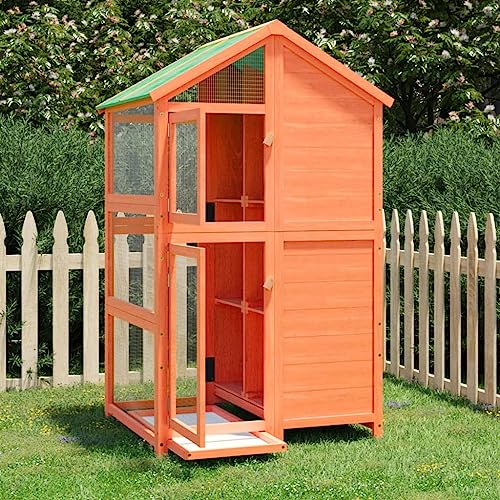 Tidyard Vogelkäfige Vogelvoliere Vogelhaus Voliere mit Schmutzwanne Drahtgeflecht Wasserfestes Dach Massivholz Kiefer Braun 97x81x152 cm von Tidyard