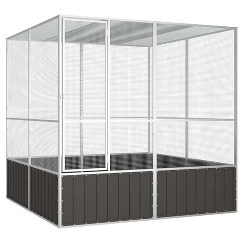 Vogelkäfig Anthrazit 213,5x217,5x211,5 cm Verzinkter Stahl, Modulares Vogelgehege Outdoor Voliere für Einzel- oder Gruppenhaltung von Ziervögeln von Tidyard