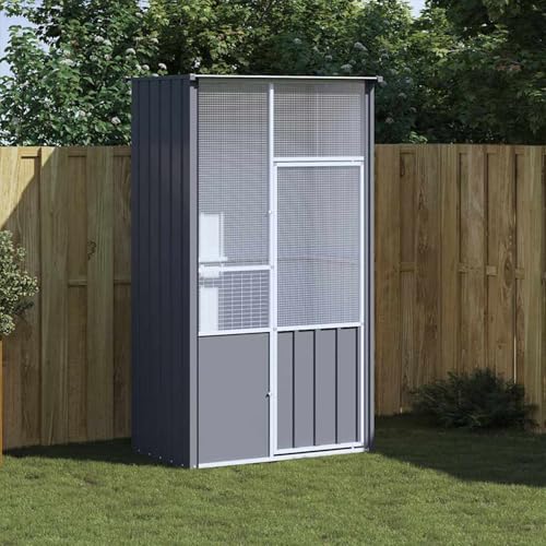 Voliere Anthrazit 115x78x200 cm Verzinkter Stahl, Modulares Vogelgehege Outdoor Voliere für Einzel- oder Gruppenhaltung von Ziervögeln von Tidyard