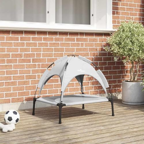 erhöhtes Hundebett mit abnehmbarem Dach Silbergrau Stahl, Kühlendes Haustierbett Hundesofa für Haus Garten Camping42008193 erhöhtes Hundebett mit abnehmbarem Dach Silbergrau Stahl, Kühlendes Haustierbett Hundesofa für Haus Garten Camping42008193 von Tidyard