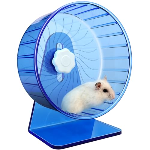 Hamsterrad,Silent Laufräder Hamster Rad,Silent Wheel,Super Silent Hamster Übungsräder,Einstellbarer Stand Hamster Übungsräder,Ruhiges Rattenrad (Φ 14cm, Blau) von TieLishor