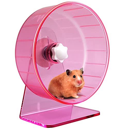 TieLishor Hamsterrad, leiser Spinner, superleise Hamster-Übungsräder, geräuschloses Spinner-Hamsterrad, verstellbarer Ständer, Hamster-Trainingsräder, leises Rattenrad (Φ 15,2 cm, rosa) von TieLishor