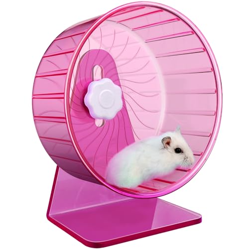 TieLishor Hamsterrad, leises Rad, super leises Hamster-Übungsrad, leises Hamsterrad, verstellbarer Ständer, Hamster-Übungsräder, leises Rattenrad (Φ 14 cm, Rosa) von TieLishor