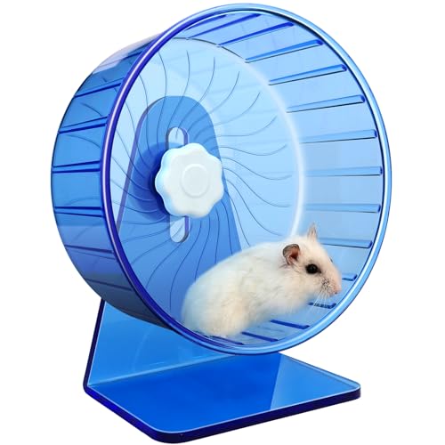 TieLishor Hamsterrad, leises Rad, super leises Hamster-Übungsrad, leises Hamsterrad, verstellbarer Ständer, Hamster-Übungsräder, leises Rattenrad (Φ 14 cm, blau) von TieLishor