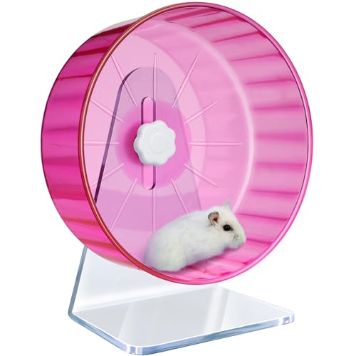 TieLishor Hamsterrad, leises Rad, super leises Hamster-Übungsrad, leises Hamsterrad, verstellbarer Ständer, Hamster-Übungsräder, leises Rattenrad (Φ 22,1 cm, Rosa) von TieLishor