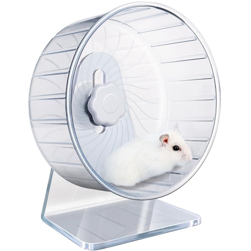 TieLishor Hamsterrad, leises Rad, super leises Hamsterrad, leises Hamsterrad, verstellbarer Ständer, leises Rattenrad (Φ 22,1 cm, transparent) von TieLishor