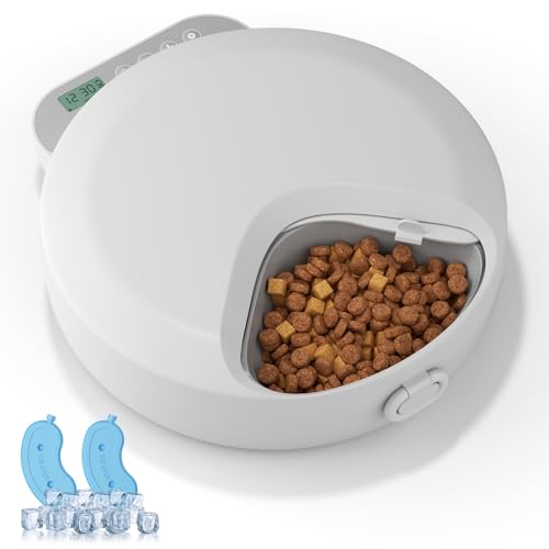 Tieker Automatischer Katzenfutterautomat Nassfutter für Katzen, Katzennassfutter Smart Pet Feeder, Pet Feeder Automatisch mit digitalem Timer, Auto Katzen füttern mit 2 Eisbeutel, 4 Portionen (je 240 Tieker Automatischer Katzenfutterautomat Nassfutter für Katzen, Katzennassfutter Smart Pet Feeder, Pet Feeder Automatisch mit digitalem Timer, Auto Katzen füttern mit 2 Eisbeutel, 4 Portionen (je 240 von Tieker