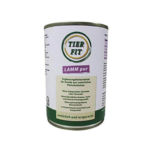 TierFit Lamm pur - Lammfleisch ohne Zusätze Rein-Fleisch-Dose Hund 6 x 400 g Spar-Pack von TierFit