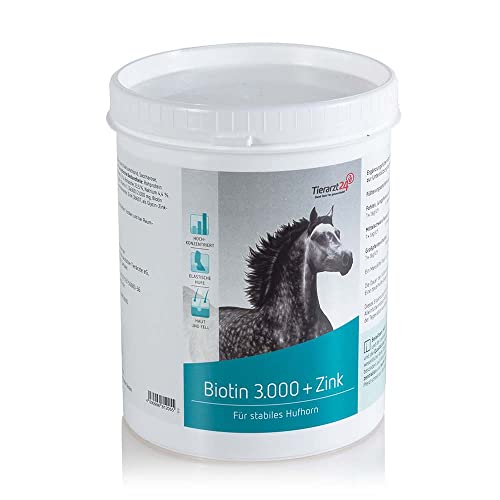 Tierarzt24 BIOTIN 3000 Plus Zink aktiviert das Hufhornwachstum und verbessert das Haarkleid von Pferden - 1 kg von Tierarzt24
