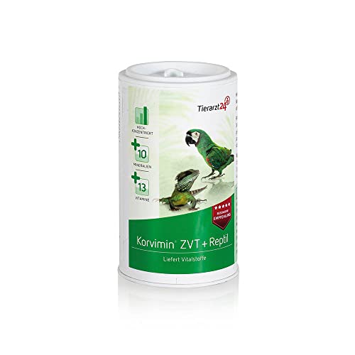 Tierarzt24 KORVIMIN ZVT & REPTIL bietet die optimale Nährstoffversorgung für Ziervögel, Tauben & Reptilien - Zur kurzfristigen Vitamin- und Mineralstoffversorgung. Weltweit im Einsatz - 50 g von Tierarzt24