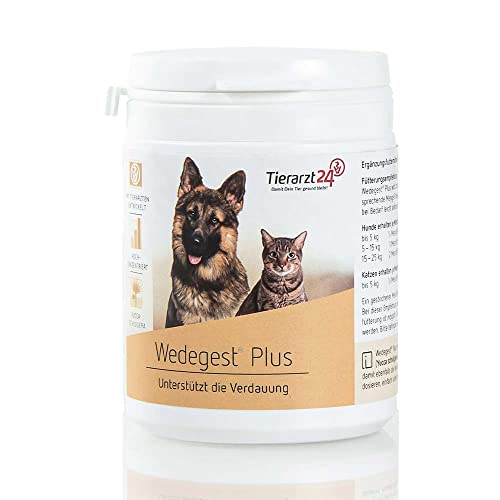 Tierarzt24 WEDEGEST Plus unterstützt Hunde und Katzen bei der Verdauung - Mit Pankreas und Yucca schidigera. Einfach Pulver unters Futter mischen - 150 g von Tierarzt24