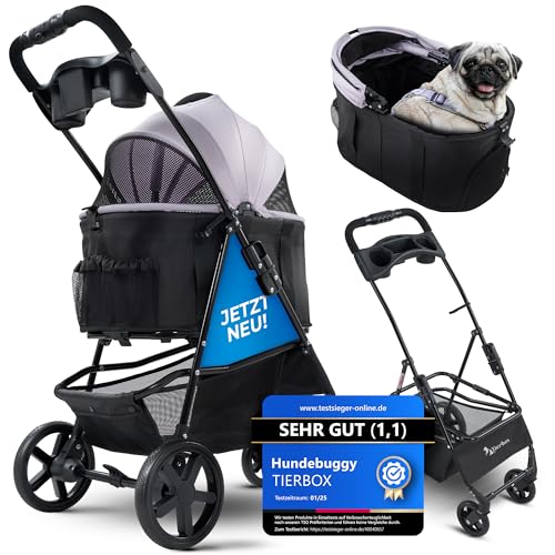 Tierbox Hundebuggy Hundewagen klappbar mit QuickFold, einfacher Transport, Traglast bis 15 kg - Rosa von Tierbox