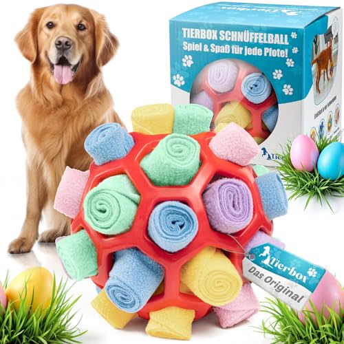Tierbox Schnüffelball für Hunde Intelligenzspielzeug [für alle Hunde] Schnüffelspielzeug | Rosen Rot von Tierbox