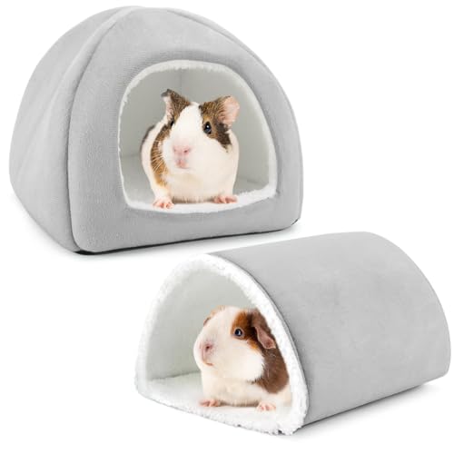 TiereCare Meerschweinchen Versteck und Tunnel Set, Weiches Plüschbett & Spieltunnel für Meerschweinchen, Kaninchen, Frettchen, Kleintiere - Waschbares Zubehör zum Ausruhen, Verstecken, Trainieren von Tierecare
