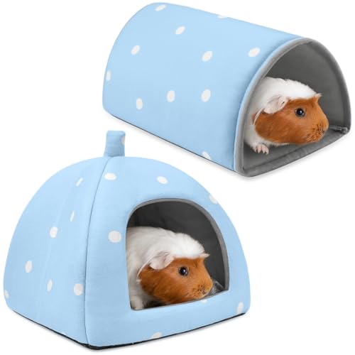 Tierecare Meerschweinchenversteck und Tunnel Set, weiches Plüschbett & Spieltunnel für Meerschweinchen, Kaninchen, Frettchen, Kleintiere - Waschbares Zubehör zum Ausruhen, Verstecken, Trainieren von Tierecare