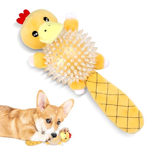 Tierglück Quietschendes Plüsch-Hundespielzeug, quietschendes Hundespielzeug für große Hunde, unzerstörbares Hundespielzeug, langlebiges Spielzeug zum Zahnen, Plüschente, um sie zu beschäftigen von Tierglück