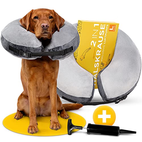 Tierhood ® - aufblasbare Halskrause für Hunde & Katzen [SCHÜTZEND] Leckschutz Hund - Hundekragen - Schutzkragen Hund - Halskragen Hund - Hundehalskrausen - Halskrause Hund - Halskrause Katze (L) von Tierhood