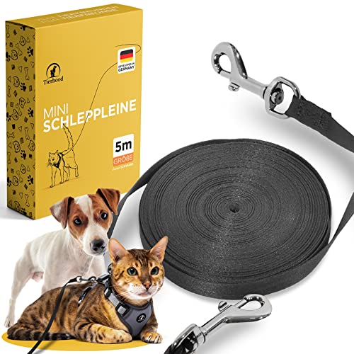 Tierhood Schleppleine 5m / 10m / 15m für Katzen und kleine Hunde - cat Leash - Schleppleine für kleine Hunde - Schleppleine Hund - Katzenleine mit Handschlaufe - Katzenleine lang - Größe: 5m von Tierhood