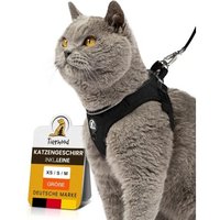 Tierhood Softgeschirr Katze mit Leine anthrazit/ schwarz S von Tierhood