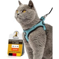 Tierhood Softgeschirr Katze mit Leine hellblau S von Tierhood