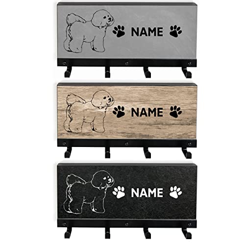 Tierisch-tolle Geschenke Bichon Frisè Leinengarderobe für Hunde Hundegarderobe Leinenhalter Dogstation | mit Wunschnamen personalisiert von Tierisch-tolle Geschenke