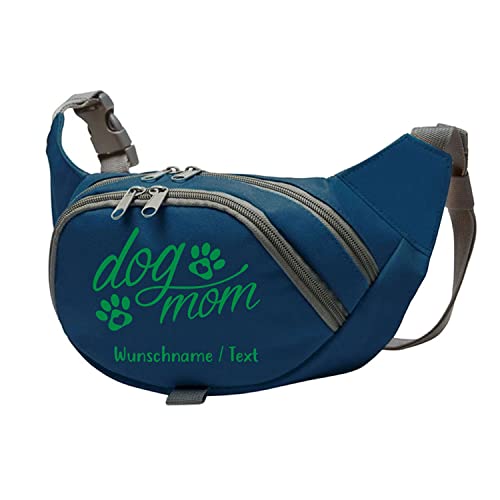Tierisch-tolle Geschenke Dog Mom Bauchtasche Leckerlie -Tasche mit Wunschnamen personalisiert | Hundetraining | Leckerlie Beutel (Blau/Grün) von Tierisch-tolle Geschenke