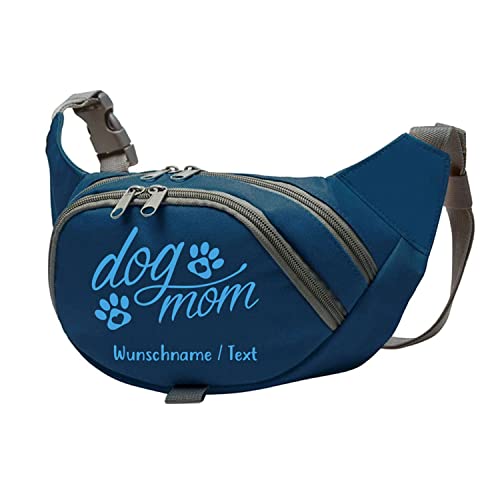 Tierisch-tolle Geschenke Dog Mom Bauchtasche Leckerlie -Tasche mit Wunschnamen personalisiert | Hundetraining | Leckerlie Beutel (Blau/Hellblau) von Tierisch-tolle Geschenke