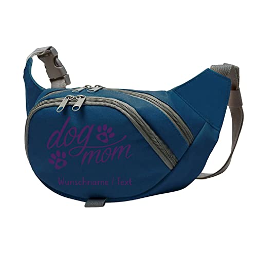 Tierisch-tolle Geschenke Dog Mom Bauchtasche Leckerlie -Tasche mit Wunschnamen personalisiert | Hundetraining | Leckerlie Beutel (Blau/Lila) von Tierisch-tolle Geschenke