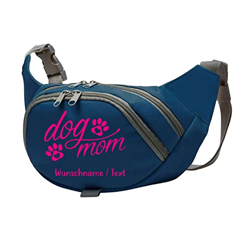 Tierisch-tolle Geschenke Dog Mom Bauchtasche Leckerlie -Tasche mit Wunschnamen personalisiert | Hundetraining | Leckerlie Beutel (Blau/Neonpink) von Tierisch-tolle Geschenke