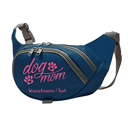 Tierisch-tolle Geschenke Dog Mom Bauchtasche Leckerlie -Tasche mit Wunschnamen personalisiert | Hundetraining | Leckerlie Beutel (Blau/Pink) von Tierisch-tolle Geschenke