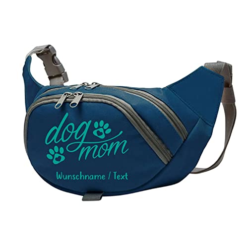 Tierisch-tolle Geschenke Dog Mom Bauchtasche Leckerlie -Tasche mit Wunschnamen personalisiert | Hundetraining | Leckerlie Beutel (Blau/Türkis) von Tierisch-tolle Geschenke