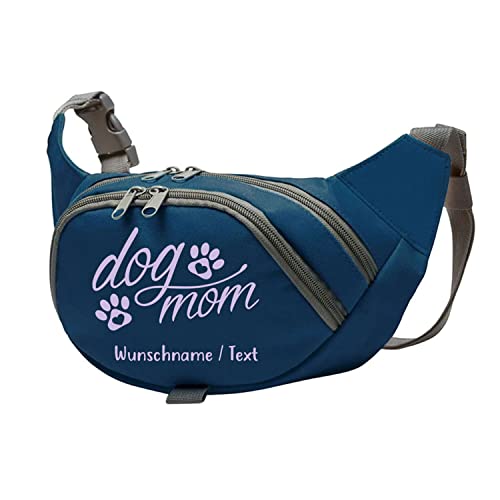 Tierisch-tolle Geschenke Dog Mom Bauchtasche Leckerlie -Tasche mit Wunschnamen personalisiert | Hundetraining | Leckerlie Beutel (Blau/Violette) von Tierisch-tolle Geschenke