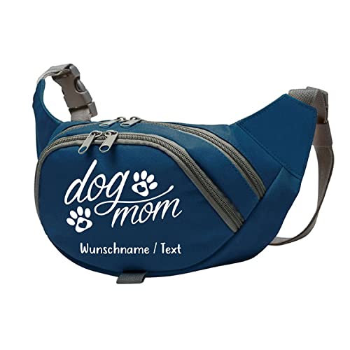 Tierisch-tolle Geschenke Dog Mom Bauchtasche Leckerlie -Tasche mit Wunschnamen personalisiert | Hundetraining | Leckerlie Beutel (Blau/Weiß) von Tierisch-tolle Geschenke
