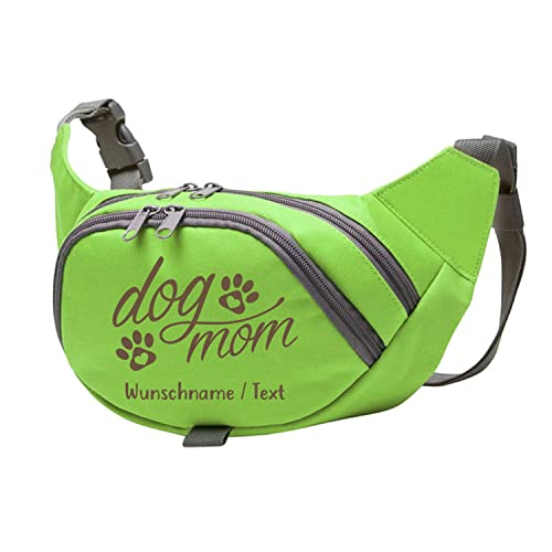 Tierisch-tolle Geschenke Dog Mom Bauchtasche Leckerlie -Tasche mit Wunschnamen personalisiert | Hundetraining | Leckerlie Beutel (Grün/Braun) von Tierisch-tolle Geschenke