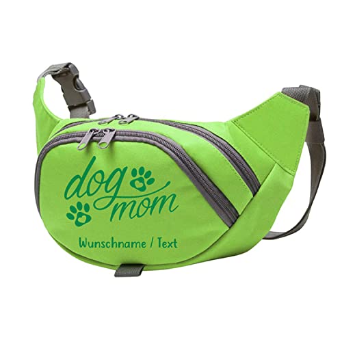 Tierisch-tolle Geschenke Dog Mom Bauchtasche Leckerlie -Tasche mit Wunschnamen personalisiert | Hundetraining | Leckerlie Beutel (Grün/Grün) von Tierisch-tolle Geschenke
