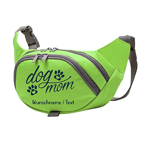 Tierisch-tolle Geschenke Dog Mom Bauchtasche Leckerlie -Tasche mit Wunschnamen personalisiert | Hundetraining | Leckerlie Beutel (Grün/Navy) von Tierisch-tolle Geschenke