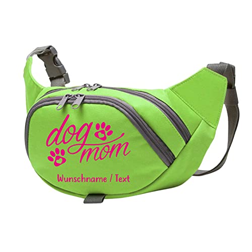 Tierisch-tolle Geschenke Dog Mom Bauchtasche Leckerlie -Tasche mit Wunschnamen personalisiert | Hundetraining | Leckerlie Beutel (Grün/Neonpink) von Tierisch-tolle Geschenke
