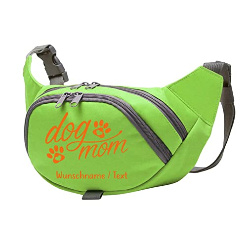 Tierisch-tolle Geschenke Dog Mom Bauchtasche Leckerlie -Tasche mit Wunschnamen personalisiert | Hundetraining | Leckerlie Beutel (Grün/Orange) von Tierisch-tolle Geschenke