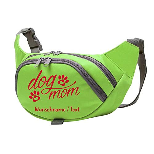 Tierisch-tolle Geschenke Dog Mom Bauchtasche Leckerlie -Tasche mit Wunschnamen personalisiert | Hundetraining | Leckerlie Beutel (Grün/Rot) von Tierisch-tolle Geschenke