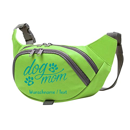 Tierisch-tolle Geschenke Dog Mom Bauchtasche Leckerlie -Tasche mit Wunschnamen personalisiert | Hundetraining | Leckerlie Beutel (Grün/Türkis) von Tierisch-tolle Geschenke