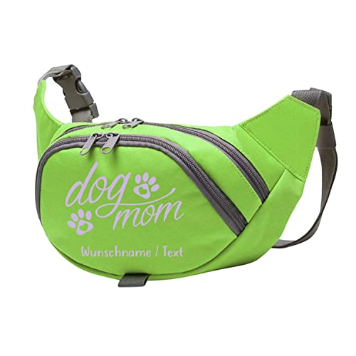 Tierisch-tolle Geschenke Dog Mom Bauchtasche Leckerlie -Tasche mit Wunschnamen personalisiert | Hundetraining | Leckerlie Beutel (Grün/Violette) von Tierisch-tolle Geschenke