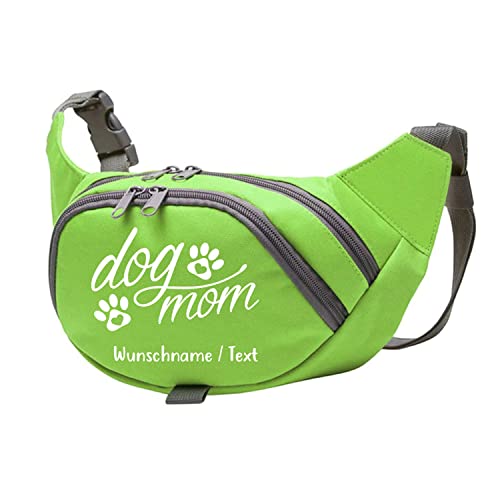 Tierisch-tolle Geschenke Dog Mom Bauchtasche Leckerlie -Tasche mit Wunschnamen personalisiert | Hundetraining | Leckerlie Beutel (Grün/Weiß) von Tierisch-tolle Geschenke