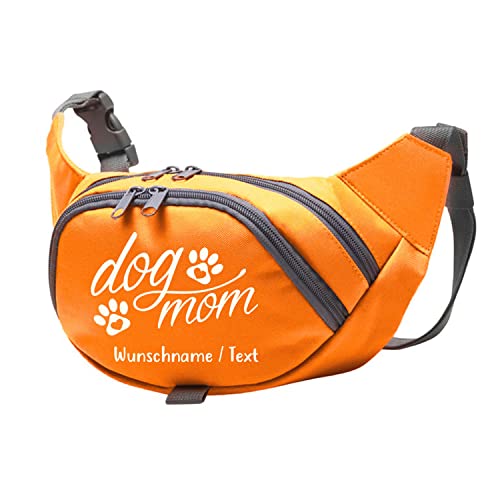 Tierisch-tolle Geschenke Dog Mom Bauchtasche Leckerlie -Tasche mit Wunschnamen personalisiert | Hundetraining | Leckerlie Beutel (Orange/Beige) von Tierisch-tolle Geschenke