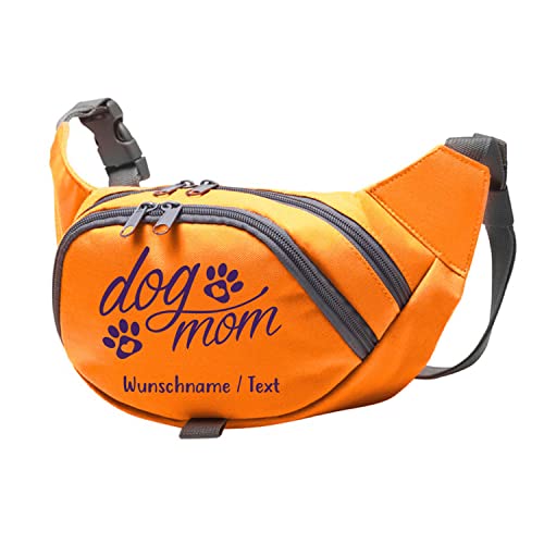Tierisch-tolle Geschenke Dog Mom Bauchtasche Leckerlie -Tasche mit Wunschnamen personalisiert | Hundetraining | Leckerlie Beutel (Orange/Lila) von Tierisch-tolle Geschenke